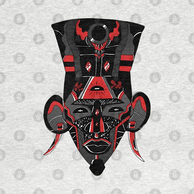 Black and Red African Mask 6 by kenallouis